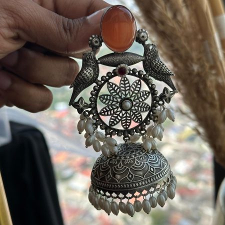 German Silver Big Jumka - Orange